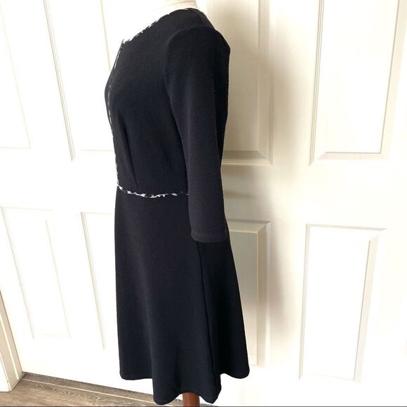 Black 3/4 sleeve dress with leopard trim - Picture 2 of 11